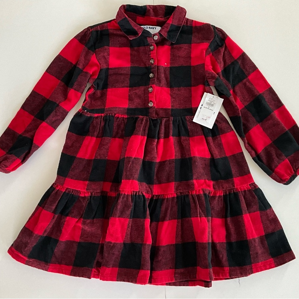 Old Navy Red and Black Plaid Girls Dress NWT